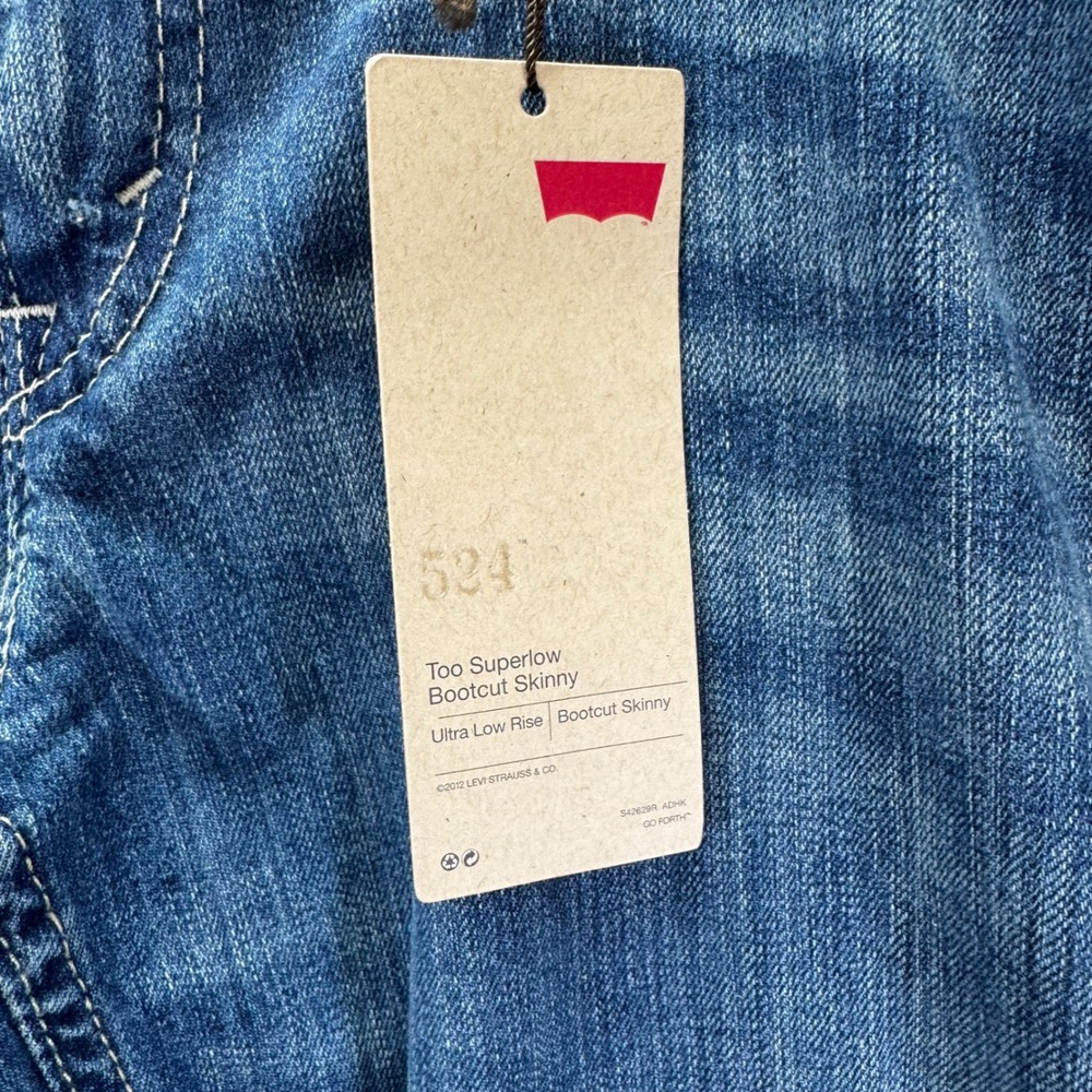 Levis 524 Too Superlow Bootcut Skinny Jeans Blue Denim Ultra Low Rise Size 6 NEW - Picture 5 of 9